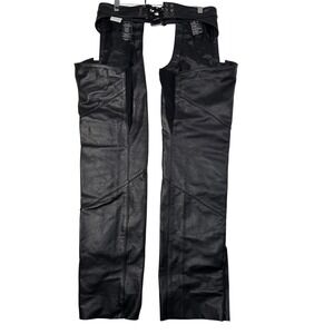 Men's Harley Davidson Black Leather Riding Gear Deluxe Chaps Small.  Motorcycle
